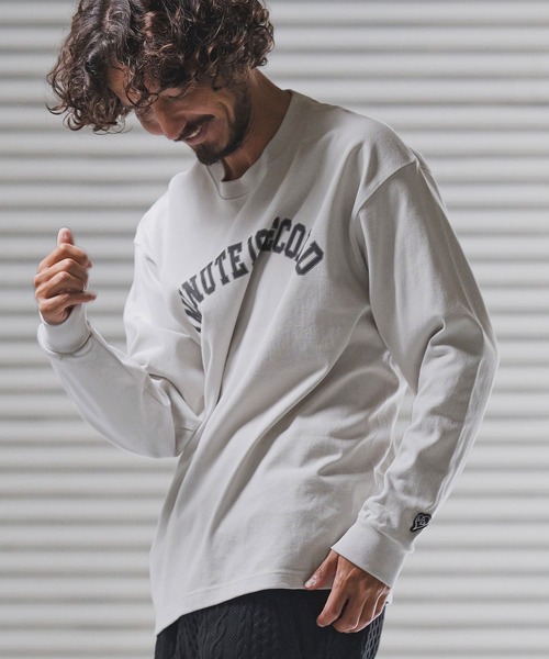 1minute 1second（ワンミニットワンセカンド）の「mlt5441-big silhouette college logo long cut&sewn ロングスリーブTシャツ(1M25F350)（Tシャツ/カットソー・メンズ・ホワイト/ブルー系その他/ブラック/グレー系その他・XL/L/M）」の11枚目の写真