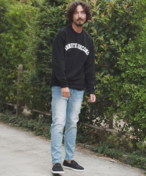 1minute 1second（ワンミニットワンセカンド）の「mlt5441-big silhouette college logo long cut&sewn ロングスリーブTシャツ(1M25F350)（Tシャツ/カットソー・メンズ・ホワイト/ブルー系その他/ブラック/グレー系その他・XL/L/M）」の17枚目の写真