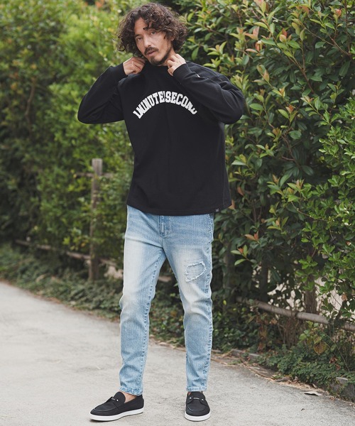 1minute 1second（ワンミニットワンセカンド）の「mlt5441-big silhouette college logo long cut&sewn ロングスリーブTシャツ(1M25F350)（Tシャツ/カットソー・メンズ・ホワイト/ブルー系その他/ブラック/グレー系その他・XL/L/M）」の19枚目の写真