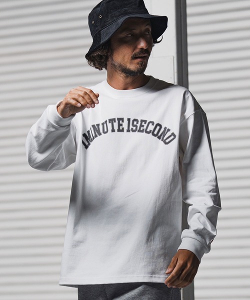 1minute 1second（ワンミニットワンセカンド）の「mlt5441-big silhouette college logo long cut&sewn ロングスリーブTシャツ(1M25F350)（Tシャツ/カットソー・メンズ・ホワイト/ブルー系その他/ブラック/グレー系その他・XL/L/M）」の20枚目の写真