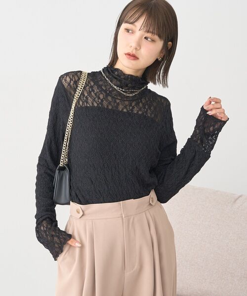 earth music&ecology（アースミュージックアンドエコロジー）の「【吸湿発熱】あったかフェミニンインナー（ハイネック）（Tシャツ/カットソー・レディース・ライトグレー/ブラック/ホワイト系その他2/オフホワイト・S/M）」の3枚目の写真