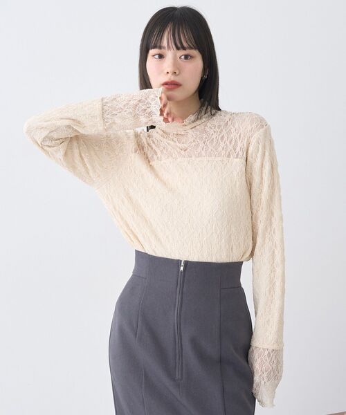 earth music&ecology（アースミュージックアンドエコロジー）の「【吸湿発熱】あったかフェミニンインナー（ハイネック）（Tシャツ/カットソー・レディース・ライトグレー/ブラック/ホワイト系その他2/オフホワイト・S/M）」の6枚目の写真