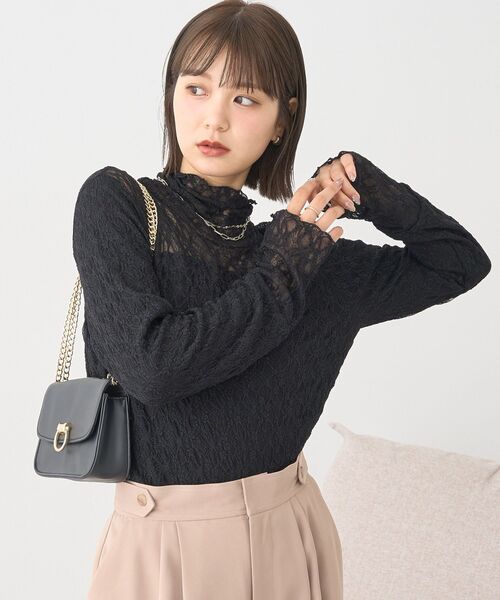 earth music&ecology（アースミュージックアンドエコロジー）の「【吸湿発熱】あったかフェミニンインナー（ハイネック）（Tシャツ/カットソー・レディース・ライトグレー/ブラック/ホワイト系その他2/オフホワイト・S/M）」の11枚目の写真