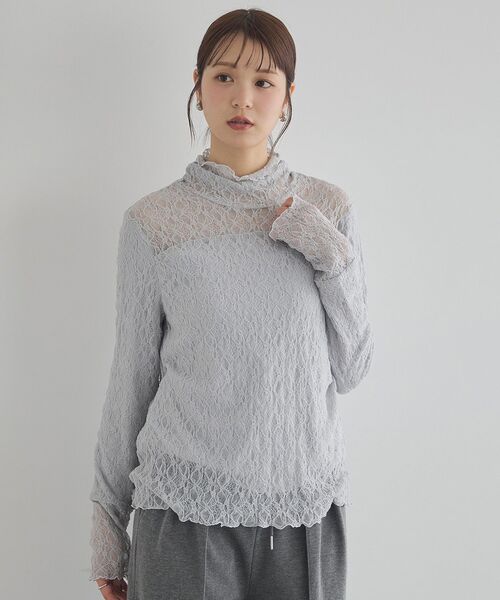 earth music&ecology（アースミュージックアンドエコロジー）の「【吸湿発熱】あったかフェミニンインナー（ハイネック）（Tシャツ/カットソー・レディース・ライトグレー/ブラック/ホワイト系その他2/オフホワイト・S/M）」の18枚目の写真