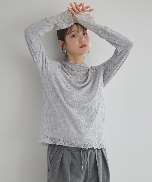 earth music&ecology（アースミュージックアンドエコロジー）の「【吸湿発熱】あったかフェミニンインナー（ハイネック）（Tシャツ/カットソー・レディース・ライトグレー/ブラック/ホワイト系その他2/オフホワイト・S/M）」の20枚目の写真