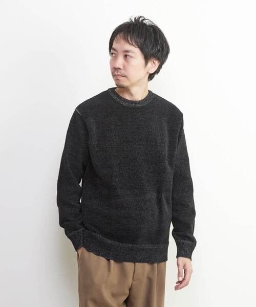 MEN'S MELROSE(メンズメルローズ)の「ライトモールクルーネックニット(ニット/セーター・メンズ・ボルドー/ライトグレー/ブルーグリーン/ブラック・3/2/4)」の1枚目の写真