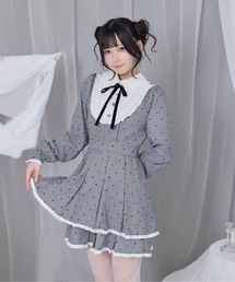 Honey Cinnamon | ベロアリボン配色ヨークワンピース(ワンピース)