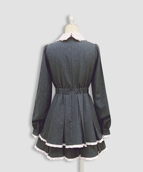 ベロアリボン配色ヨークワンピース（ワンピース）｜Honey Cinnamon