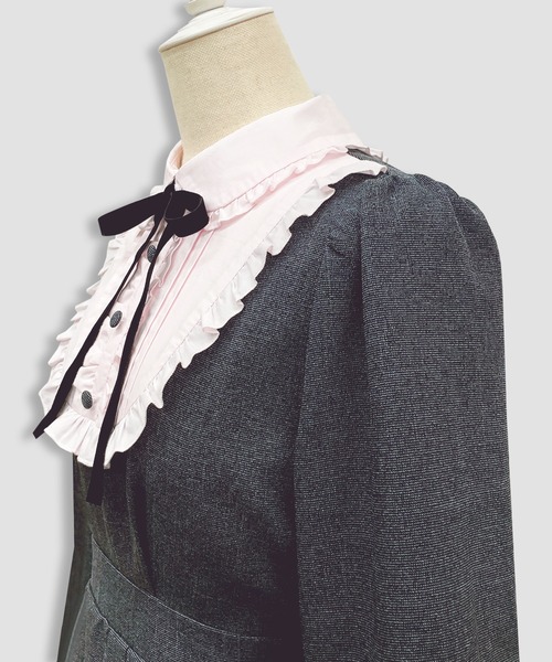 ベロアリボン配色ヨークワンピース（ワンピース）｜Honey Cinnamon