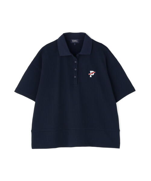 PEARLY GATES(パーリーゲイツ)の「【PEARLY GATES】アクセンシャルゼブラワッフル半袖ポロシャツ(ポロシャツ・レディース・ホワイト/ネイビー・SMALL/LARGE/MEDIUM)」の4枚目の写真
