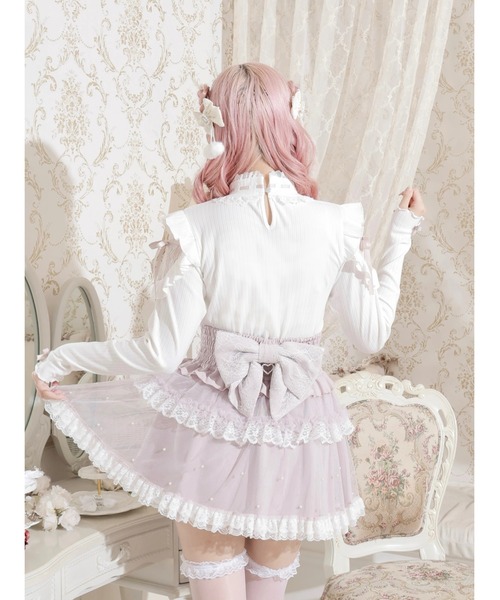 NOEMIE(ノエミー)の「キラキラリボンオープンショルダープチハイカットソー(Tシャツ/カットソー・レディース・ブラック/オフホワイト/ピンク・M)」の20枚目の写真