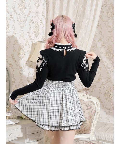 NOEMIE(ノエミー)の「キラキラリボンオープンショルダープチハイカットソー(Tシャツ/カットソー・レディース・ブラック/オフホワイト/ピンク・M)」の13枚目の写真