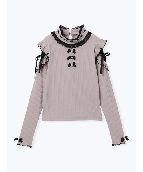 NOEMIE(ノエミー)の「キラキラリボンオープンショルダープチハイカットソー(Tシャツ/カットソー・レディース・ブラック/オフホワイト/ピンク・M)」の9枚目の写真