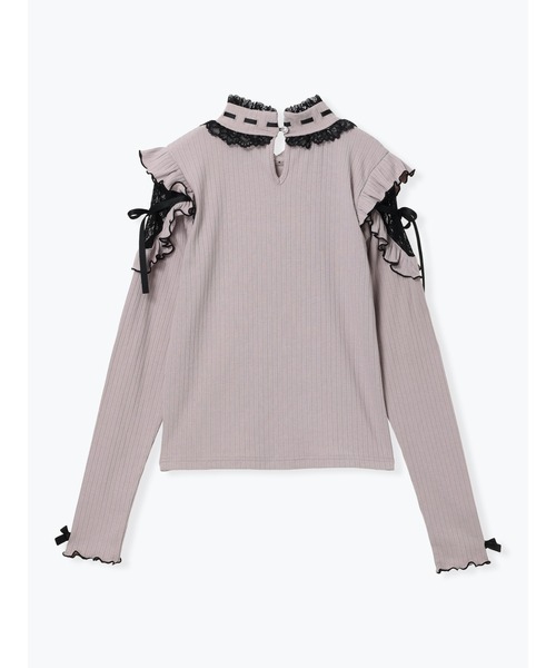 NOEMIE(ノエミー)の「キラキラリボンオープンショルダープチハイカットソー(Tシャツ/カットソー・レディース・ブラック/オフホワイト/ピンク・M)」の12枚目の写真