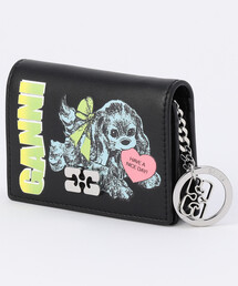 GANNI 財布　シルバー GANNI（ガニー）の「Ganni Bou Compact Zipped Wallet Metallic