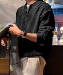 SHEPP（シープ）の「ルーズフィット ハーフジップアゼニットプルオーバー（ニット/セーター・メンズ）」