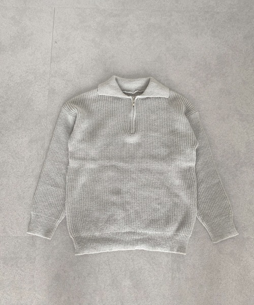 SHEPP(シープ)の「ルーズフィット ハーフジップアゼニットプルオーバー(ニット/セーター・メンズ・ベージュ/グレー/ブラック/ネイビー・M/L)」の9枚目の写真