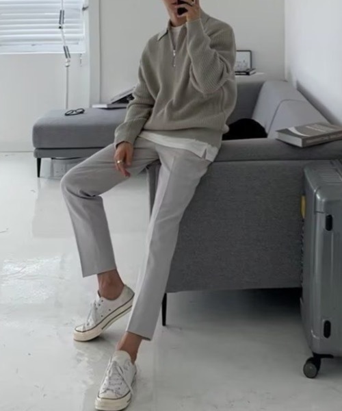 SHEPP(シープ)の「ルーズフィット ハーフジップアゼニットプルオーバー(ニット/セーター・メンズ・ベージュ/グレー/ブラック/ネイビー・M/L)」の21枚目の写真