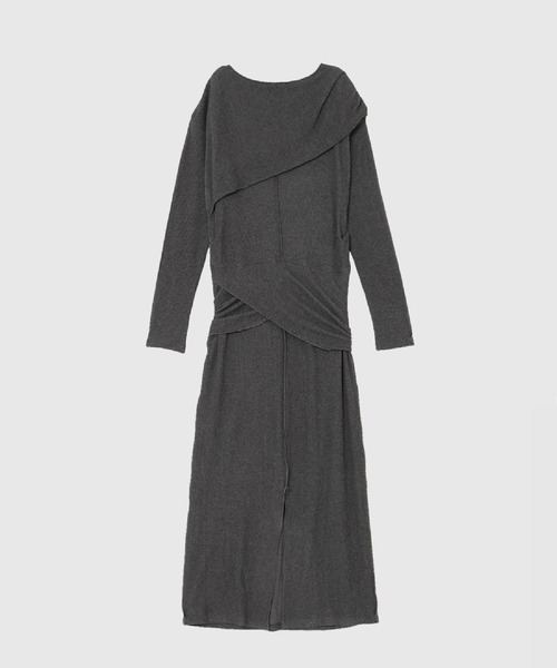 THINGS THAT MATTER（シングス ザット マター）の「WRAP RIB CUT&SEW DRESS / ラップ リブ カットアンドソー ドレス（ワンピース・レディース・ブラック/グレー・FREE）」の13枚目の写真