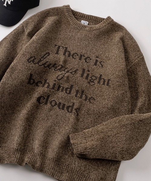 make a ray!（メイク ア レイ！）の「【84】メッセージロゴ モール ジャガードニット（ニット/セーター・メンズ・ブラウン/ネイビー/アイボリー/グリーン・M/L）」の3枚目の写真