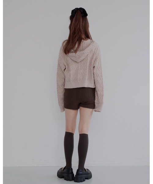 jumelle（ジュメロ）の「ケーブル編みZIPフーディー（パーカー・レディース・ベージュ/グレー・FREE）」の22枚目の写真