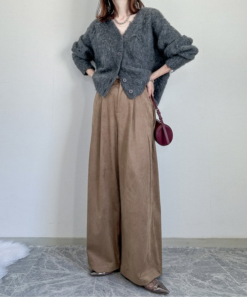 CURA CLOSET(キュラ クローゼット)の「【happy_acoaco select】スエードライク 2タックワイドパンツ(その他パンツ・レディース・カーキ/ブラック/ベージュ/ブラウン・L/M)」の10枚目の写真