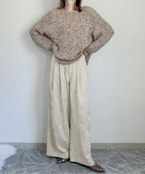 CURA CLOSET(キュラ クローゼット)の「【happy_acoaco select】スエードライク 2タックワイドパンツ(その他パンツ・レディース・カーキ/ブラック/ベージュ/ブラウン・L/M)」の18枚目の写真