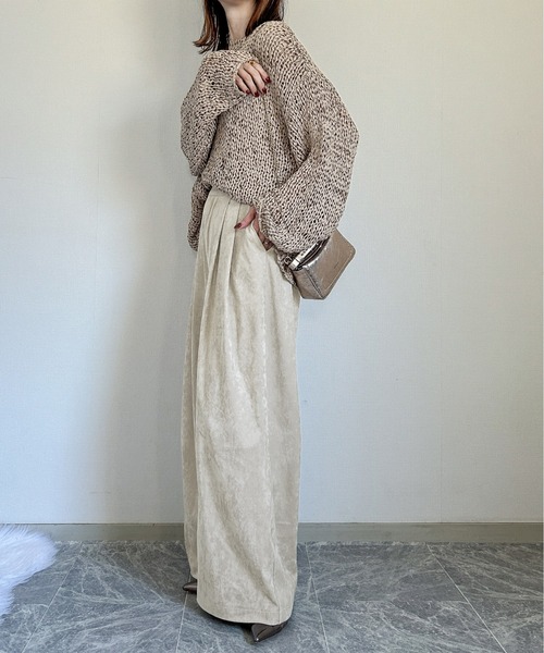 CURA CLOSET(キュラ クローゼット)の「【happy_acoaco select】スエードライク 2タックワイドパンツ(その他パンツ・レディース・カーキ/ブラック/ベージュ/ブラウン・L/M)」の19枚目の写真