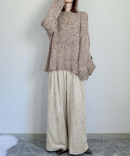 CURA CLOSET(キュラ クローゼット)の「【happy_acoaco select】スエードライク 2タックワイドパンツ(その他パンツ・レディース・カーキ/ブラック/ベージュ/ブラウン・L/M)」の20枚目の写真