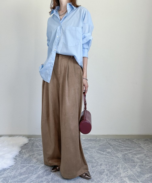 CURA CLOSET(キュラ クローゼット)の「【happy_acoaco select】スエードライク 2タックワイドパンツ(その他パンツ・レディース・カーキ/ブラック/ベージュ/ブラウン・L/M)」の16枚目の写真