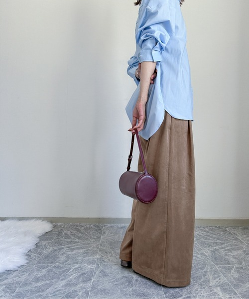 CURA CLOSET(キュラ クローゼット)の「【happy_acoaco select】スエードライク 2タックワイドパンツ(その他パンツ・レディース・カーキ/ブラック/ベージュ/ブラウン・L/M)」の17枚目の写真