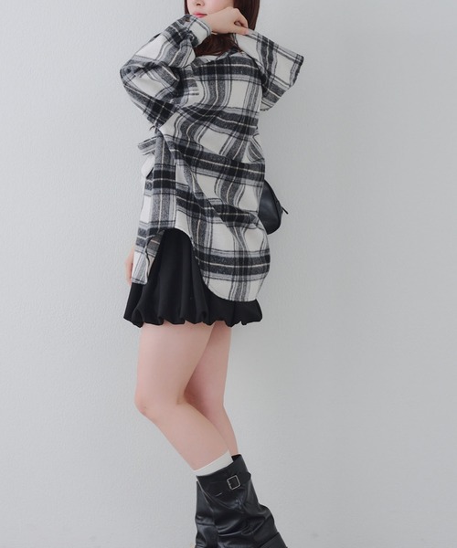 Another Branch olive des olive(アナザーブランチオリーブデオリーブ)の「リボン付チェックフードシャツ(シャツ/ブラウス・レディース・オフホワイト/ブラック/サックスブルー・FREE)」の11枚目の写真