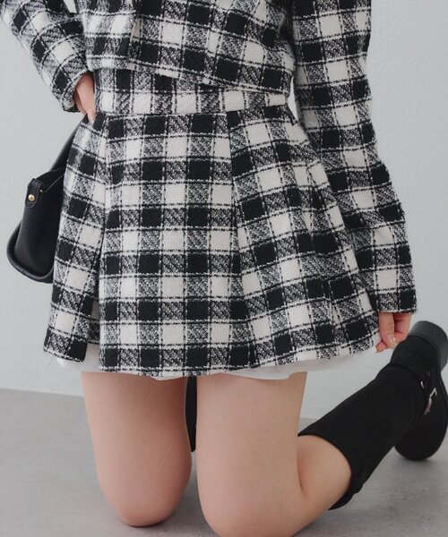 セール】【セットアップ対応】ツイード裾チラリミニスカート（スカート