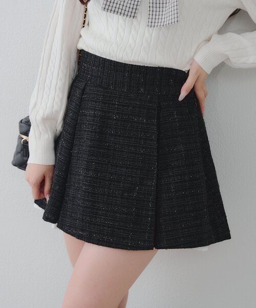 セール】【セットアップ対応】ツイード裾チラリミニスカート（スカート