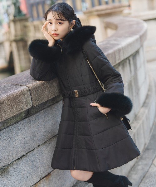 フォックスファーキルティングフレアコート（その他アウター