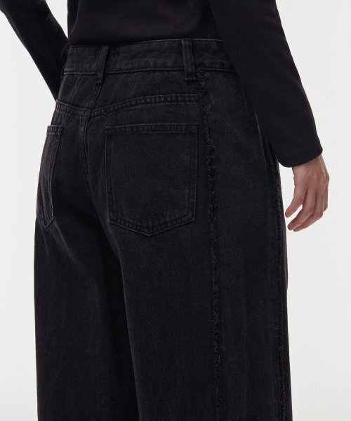 MUSINSA STANDARD WOMAN（ムシンサスタンダードウーマン）の「ウィメンズフレイサイドワイドデニムパンツ[ウォッシュドブラック]（デニムパンツ・レディース・その他・30/24/25/26/27/28/29）」の5枚目の写真