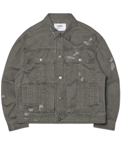 I.P DAMAGED JACKET - KHAKI GRAY