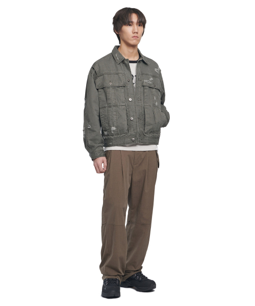 NOMANUAL(NOMANUAL)の「I.P DAMAGED JACKET - KHAKI GRAY(デニムジャケット・レディース・その他・MEDIUM/LARGE/SMALL)」の14枚目の写真