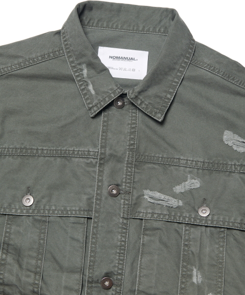 NOMANUAL(NOMANUAL)の「I.P DAMAGED JACKET - KHAKI GRAY(デニムジャケット・レディース・その他・MEDIUM/LARGE/SMALL)」の16枚目の写真