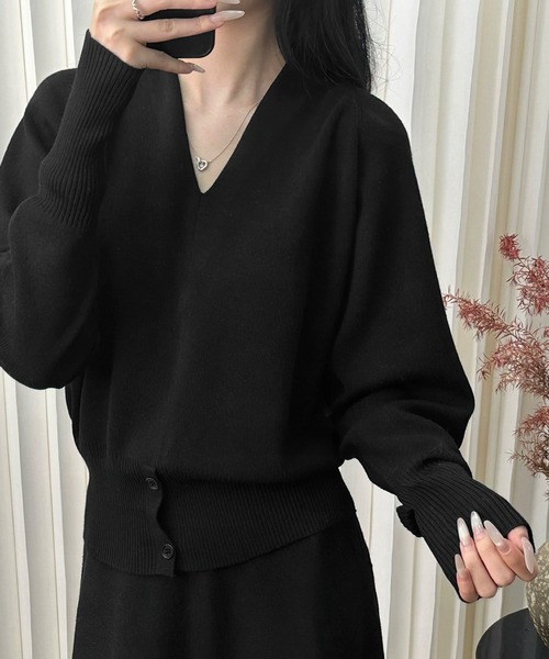 LOWO(ロワ)の「Vネック ニット 長袖 レディース プルオーバー 秋冬(ニット/セーター・レディース・ブラウン/ベージュ/ネイビー/チャコールグレー/アイボリー/ブラック・FREE)」の10枚目の写真