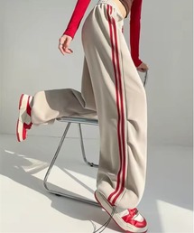 Jelly moo（ジェリームー）の「【 Jelly moo / ジェリームー 】 ストリートライン スナップ ワイド スウェットパンツ（スウェットパンツ）」