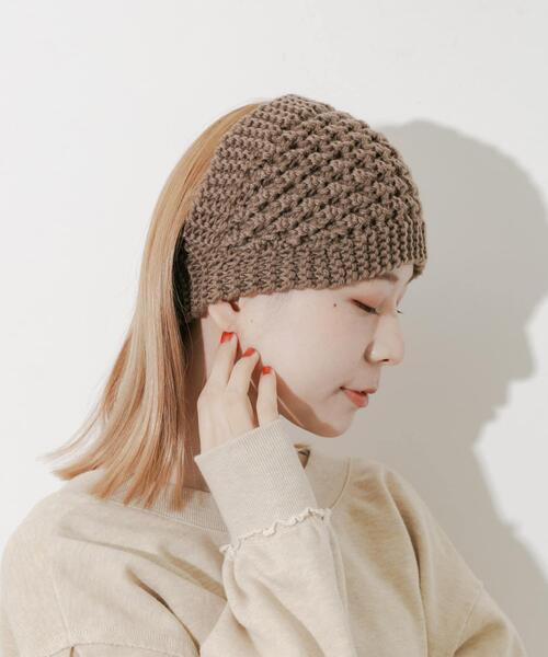 SMELLY（スメリー）の「ワイドニットヘアバンド（ヘアバンド・レディース・ブラウン/ブラック・-）」の4枚目の写真