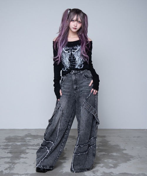 REFLEM（レフレム）の「『REFLEM/レフレム』バレルレッグワイドデニムパンツ（デニムパンツ・レディース・ブラック/グレー・M/L）」の14枚目の写真