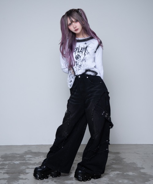 REFLEM（レフレム）の「『REFLEM/レフレム』バレルレッグワイドデニムパンツ（デニムパンツ・レディース・ブラック/グレー・M/L）」の5枚目の写真