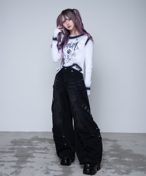 REFLEM（レフレム）の「『REFLEM/レフレム』バレルレッグワイドデニムパンツ（デニムパンツ・レディース・ブラック/グレー・M/L）」の4枚目の写真