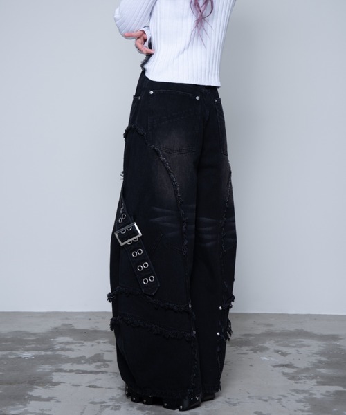 REFLEM（レフレム）の「『REFLEM/レフレム』バレルレッグワイドデニムパンツ（デニムパンツ・レディース・ブラック/グレー・M/L）」の9枚目の写真