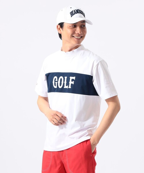 BEAMS GOLF(ビームスゴルフ)の「ORANGE LABEL / ブロッキング ロゴ モックネックシャツ(吸水速乾・UVカット)(Tシャツ/カットソー・メンズ・ホワイト/ブラック・L/M/S/XL)」の6枚目の写真