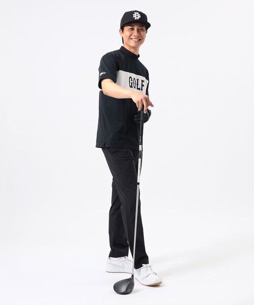 BEAMS GOLF(ビームスゴルフ)の「ORANGE LABEL / ブロッキング ロゴ モックネックシャツ(吸水速乾・UVカット)(Tシャツ/カットソー・メンズ・ホワイト/ブラック・L/M/S/XL)」の7枚目の写真