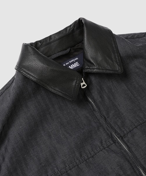 WOOL RAMIE GABARDINE LEATHER COLLAR BLOUSON（ブルゾン）｜COMME des