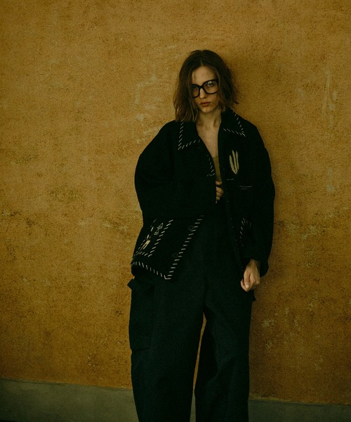 Rouge vif la cle(ルージュヴィフラクレ)の「【Le Melange/ル・メランジュ】パッチワーク刺繍ステンカラー / メキシカン ジャケット(その他アウター・レディース・ブラック・フリー)」の7枚目の写真